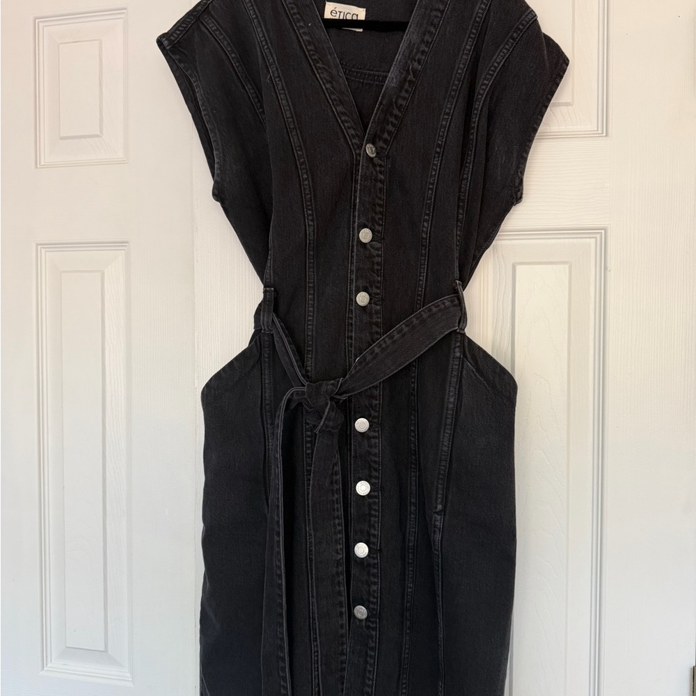 Black Denim Button-Down Dress